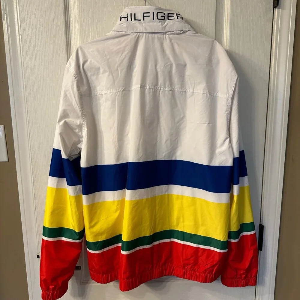 Tommy Hilfiger Archives Nautical Yacht Full Zip Retro Windbreaker Jacket XL Hood - Picture 7 of 12